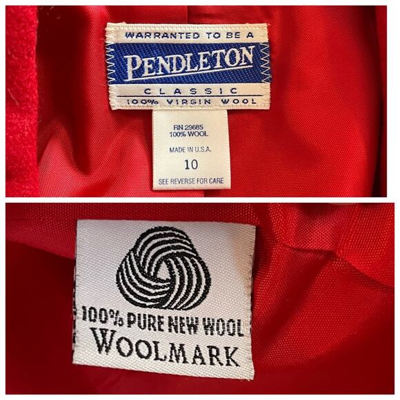 Pendleton Blazer Vintage Two Button 100% Virgin Wool Classic Red Women’s Size 10 - Picture 10 of 11